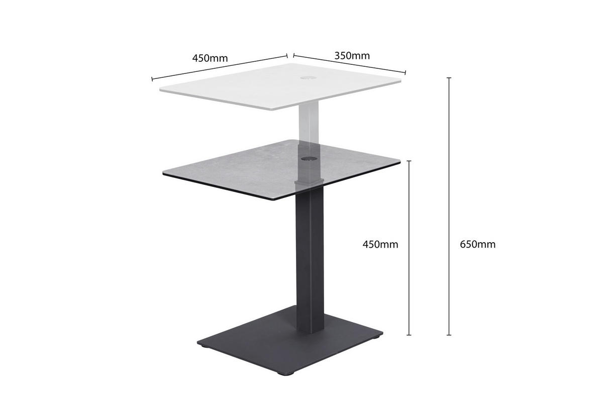 SIDOBORD i metall, glas, keramik 45/35/45-65 cm  - grå/antracit, Design, metall/glas (45/35/45-65cm) - Dieter Knoll