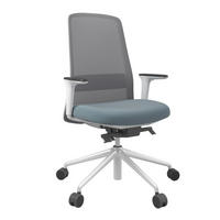 DREHSTUHL Blau, Grau, Weiß  - Blau/Weiß, MODERN, Leder/Kunststoff (70/103-115/70cm)