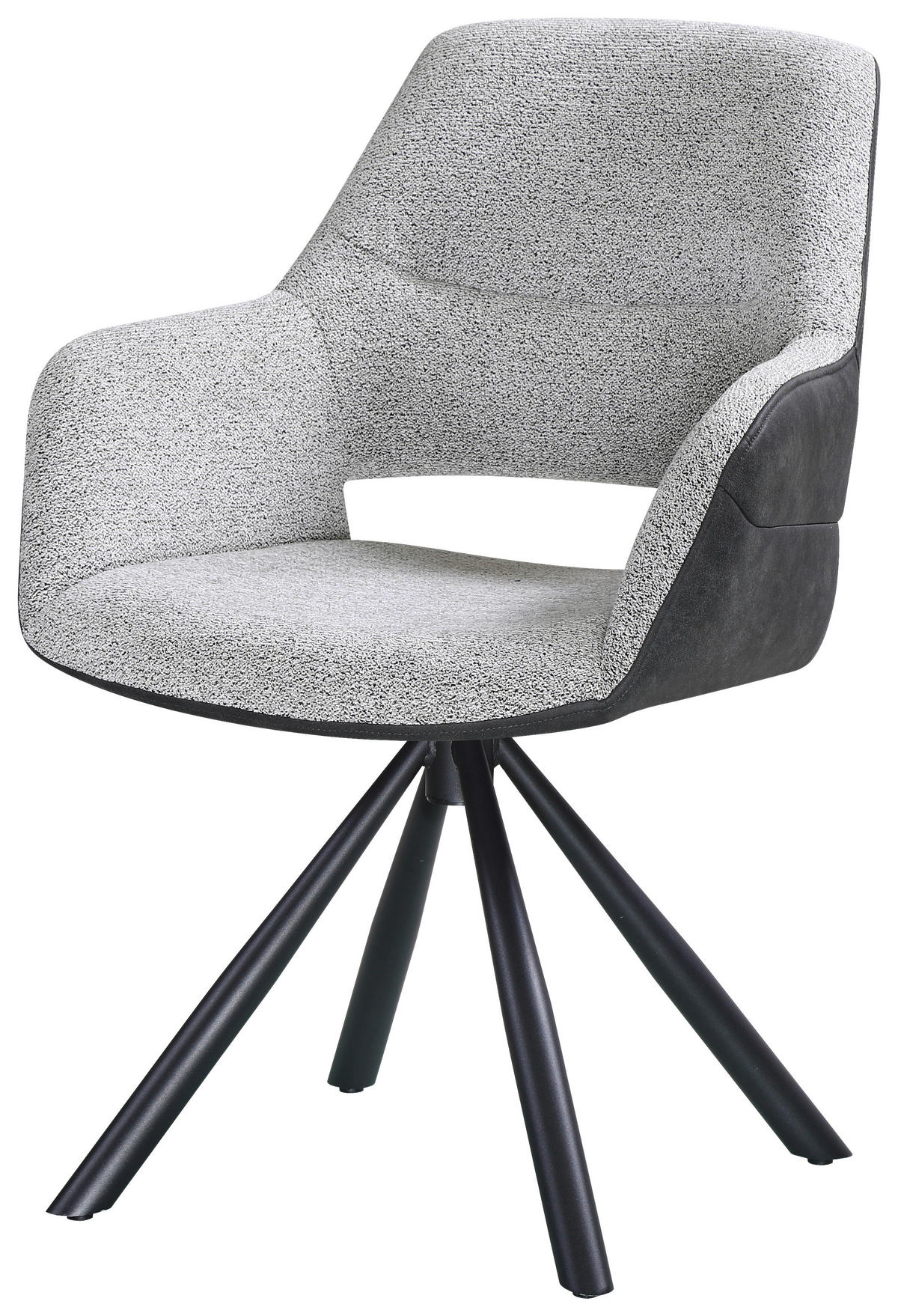 ARMLEHNSTUHL  in Eisen Webstoff  - Schwarz/Grau, Design, Textil/Metall (61/87/62cm) - Hom`in