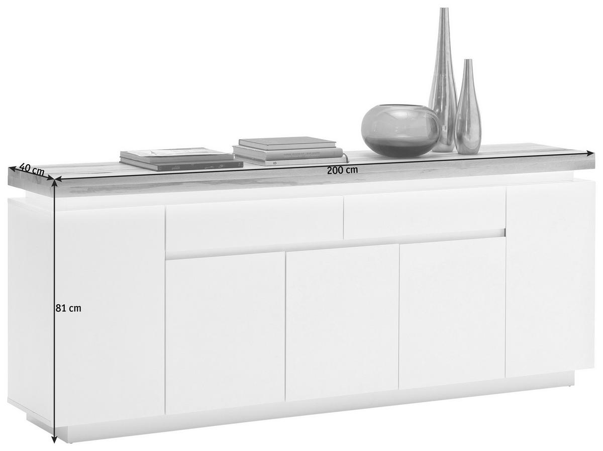 SIDEBOARD 200/81/40 cm  - vit/ekfärgad, Design, trämaterial/trä (200/81/40cm)