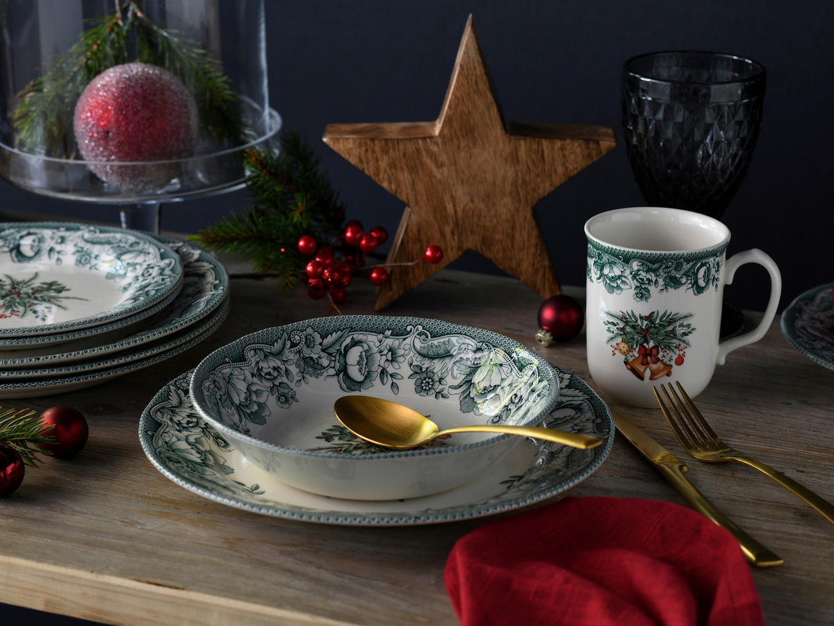 KOMBISERVICE Grün 16-teilig Weihnachten  - Grün, Basics, Keramik - Creatable