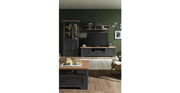 TV-ELEMENT 193/54/51 cm - Eichefarben/Graphitfarben, ROMANTIK / LANDHAUS, Holzwerkstoff/Metall (193/54/51cm) - Hom`in
