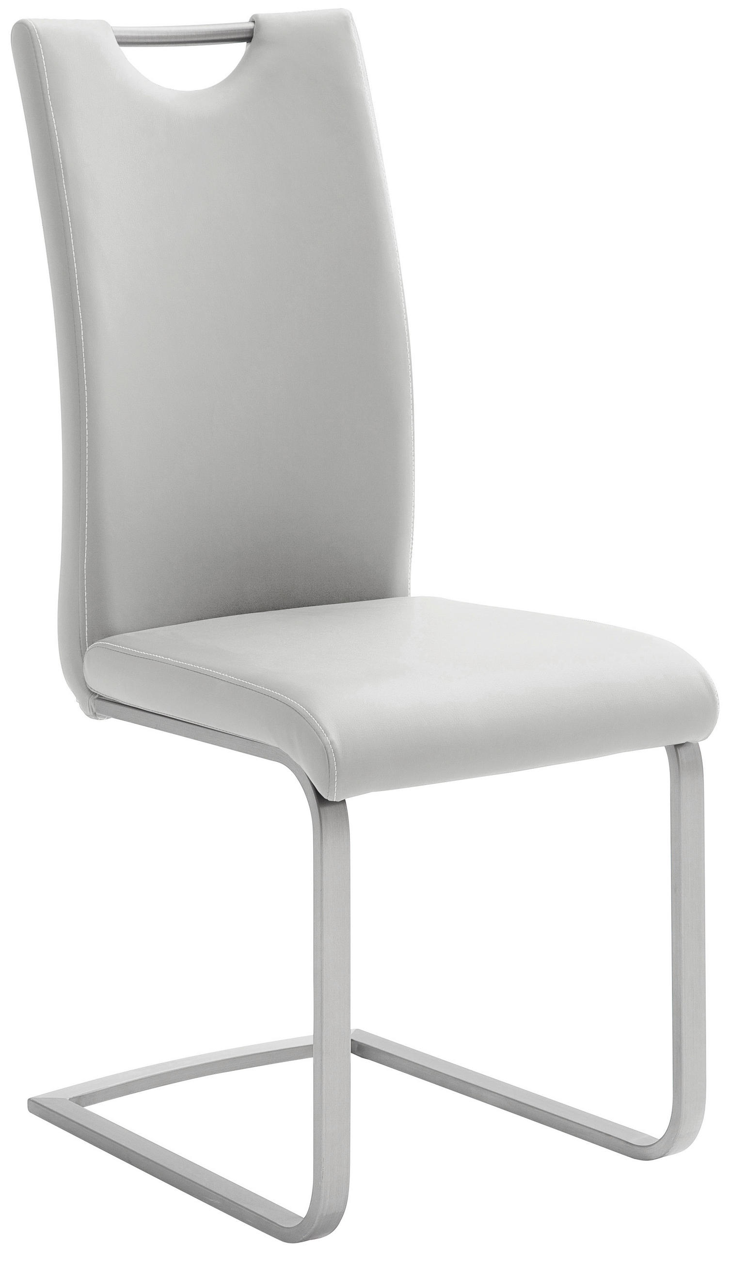 SCHWINGSTUHL  in Edelstahl Lederlook  - Edelstahlfarben/Creme, Design, Textil/Metall (42/103/55cm) - Novel