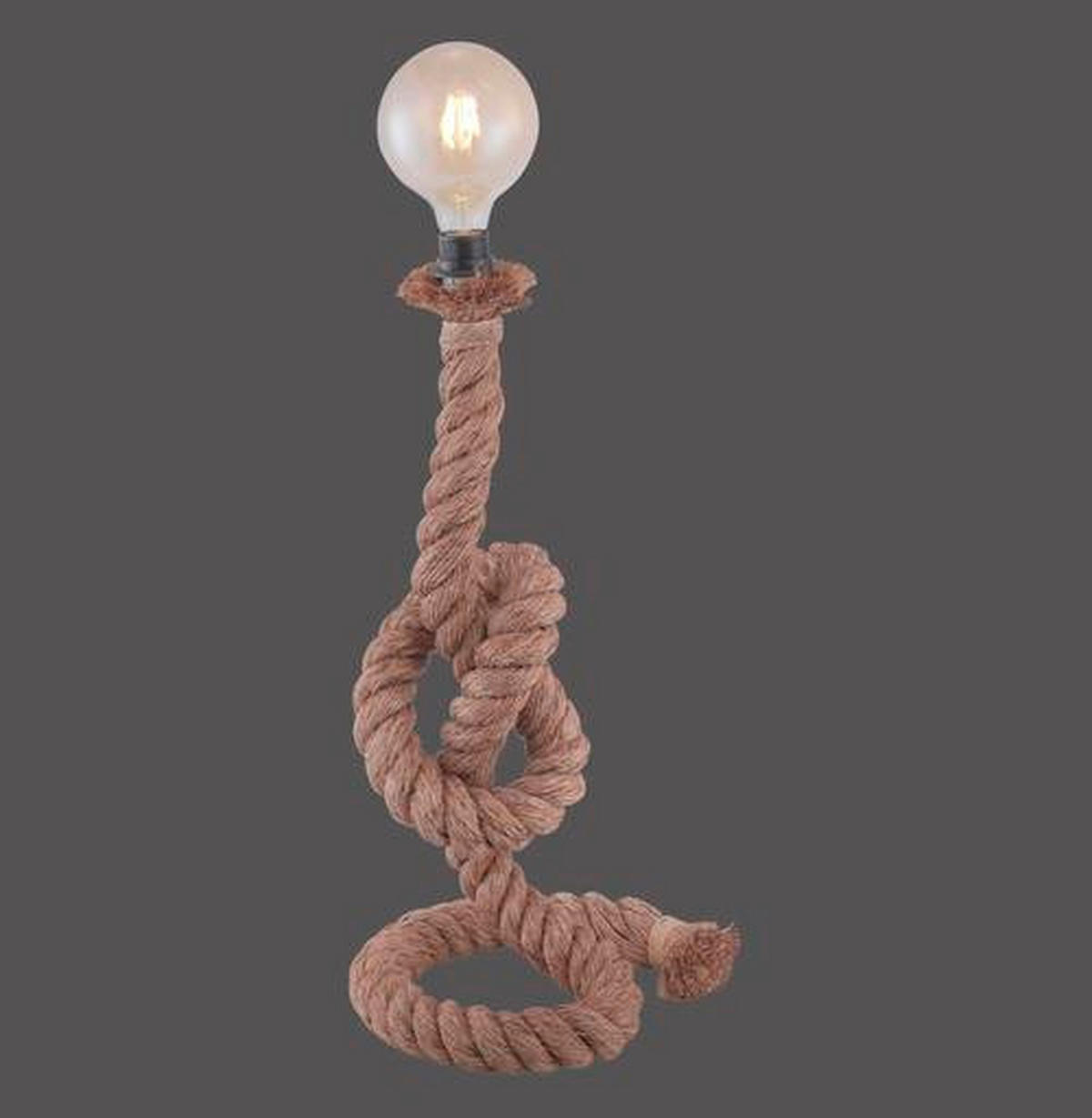STOLNÁ LAMPA, E27, 33 cm - čierna, Trend, kov/prírodné materiály (33cm)