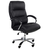 CHEFSESSEL Lederlook Schwarz  - Chromfarben/Schwarz, KONVENTIONELL, Kunststoff/Textil (81/113-121/81cm) - Boxxx