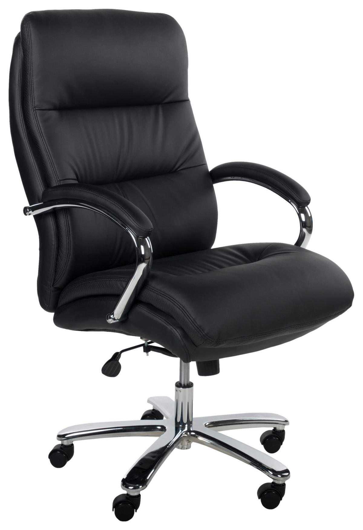 CHEFSESSEL Lederlook Schwarz  - Chromfarben/Schwarz, KONVENTIONELL, Kunststoff/Textil (81/113-121/81cm) - Boxxx