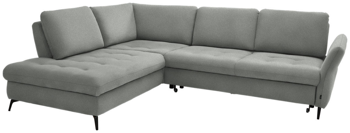 ECKSOFA in Struktur Hellgrau  - Hellgrau/Schwarz, Natur, Textil/Metall (233/288cm) - Valnatura