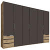 DREHTÜRENSCHRANK in Eichefarben, Graphitfarben  - Chromfarben/Eichefarben, Modern, Holzwerkstoff/Metall (300/216/58cm) - MID.YOU