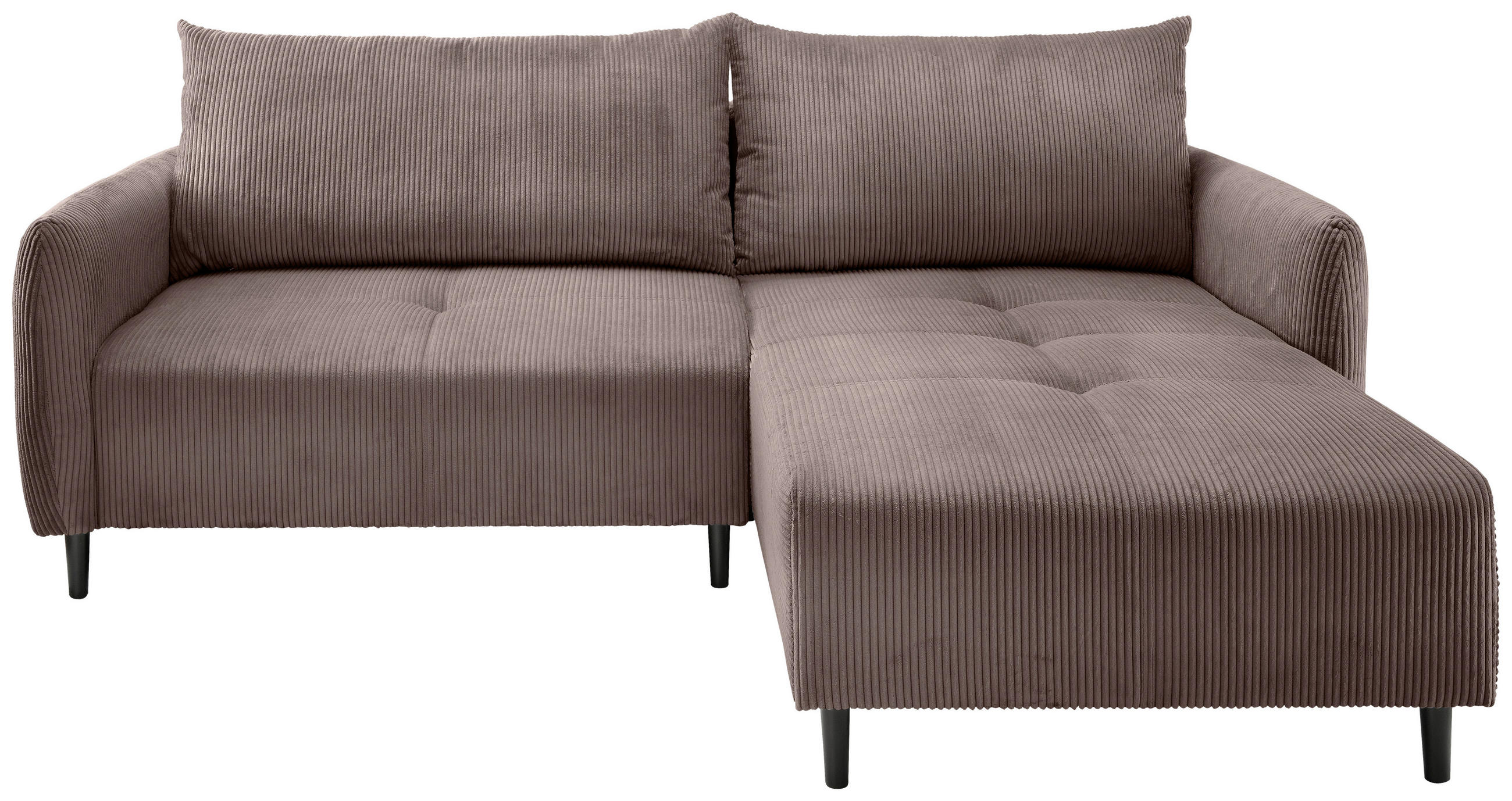 ECKSOFA in Cord Graubraun - Graubraun/Schwarz, Basics, Holz/Textil (238/174cm) - Livetastic