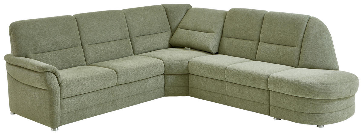 ECKSOFA Grün Flachgewebe  - Alufarben/Grün, KONVENTIONELL, Textil (253/273cm) - Beldomo Comfort