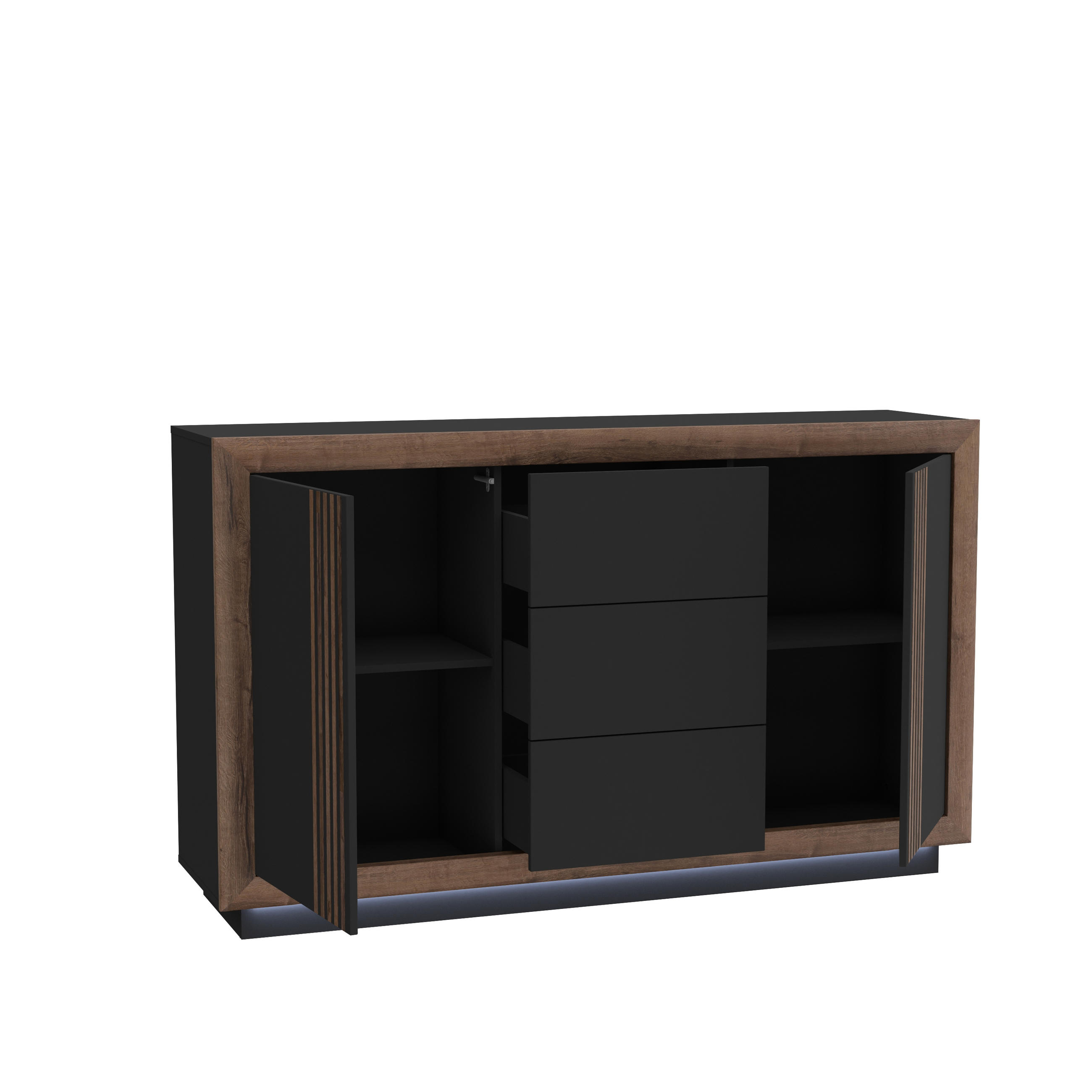SIDEBOARD 162,7/98,2/42,3 cm  - svart/ekfärgad, Design, metall/trämaterial (162,7/98,2/42,3cm) - Xora