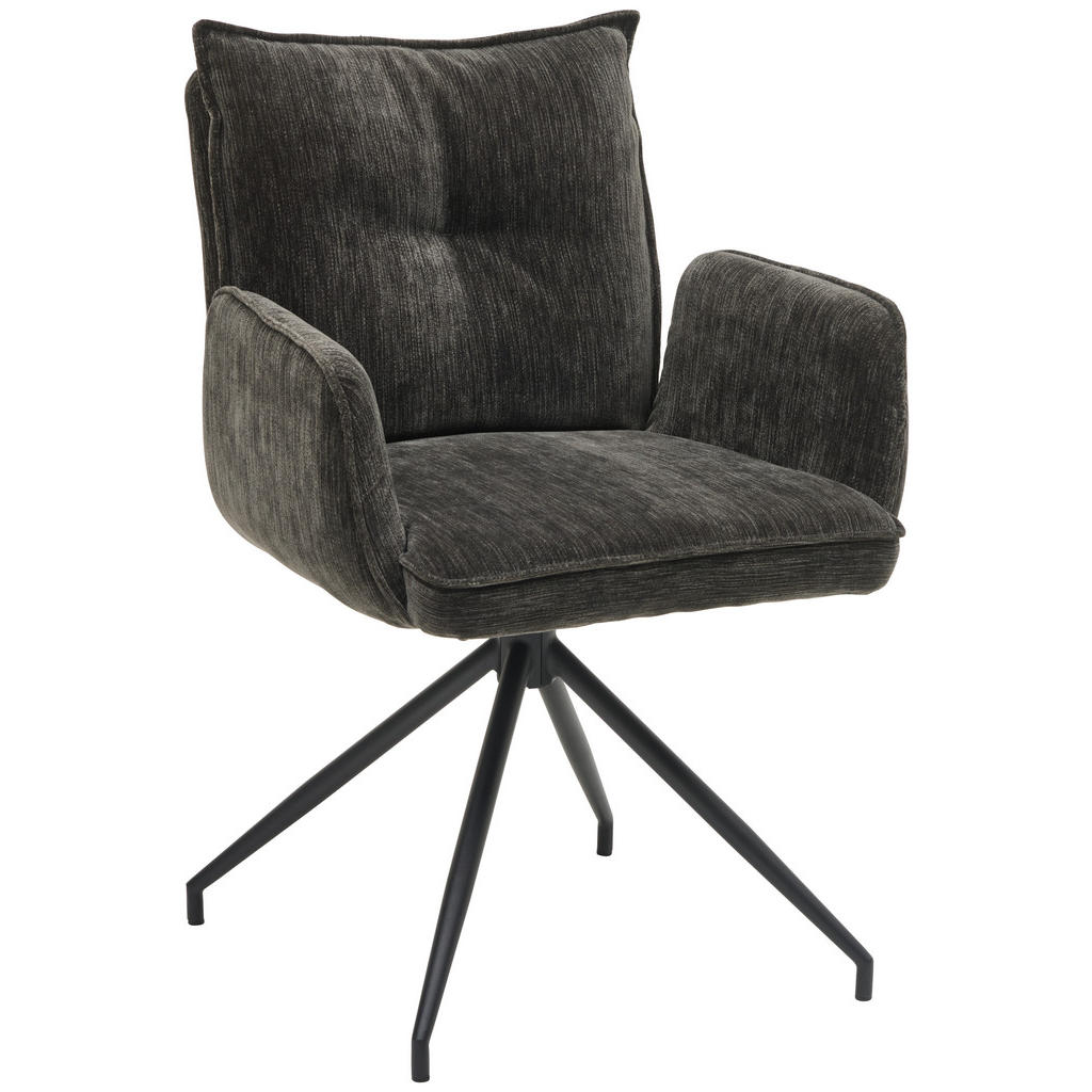 Armlehnstuhl Milena Webstoff Dunkelgrau, B: 58,5cm