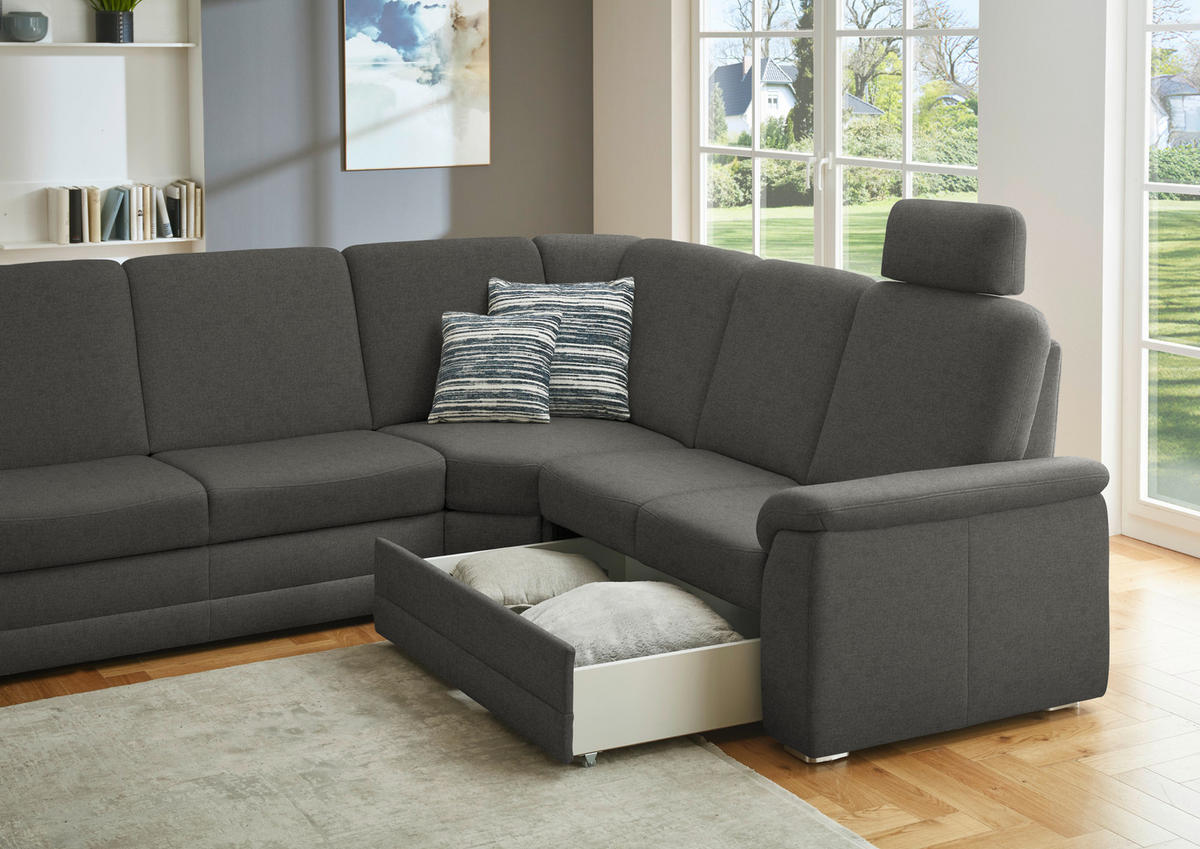 WOHNLANDSCHAFT  in Chenille Grau  - Alufarben/Grau, KONVENTIONELL, Holz/Textil (160/329/235cm) - Beldomo Comfort