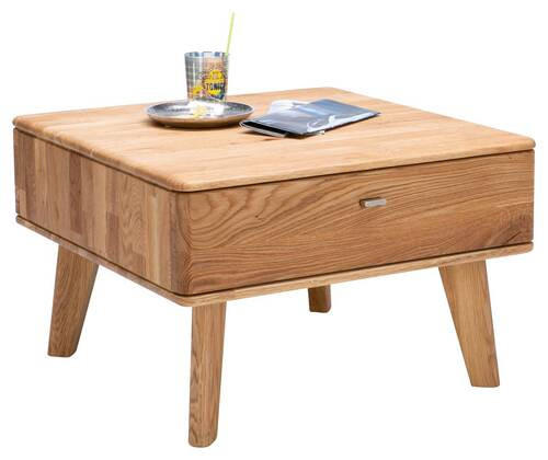 COUCHTISCH DENVER Eiche massiv 70/70/45 cm quadratisch Eichefarben  - Champagner/Eichefarben, KONVENTIONELL, Holz/Metall (70/70/45cm) - Linea Natura