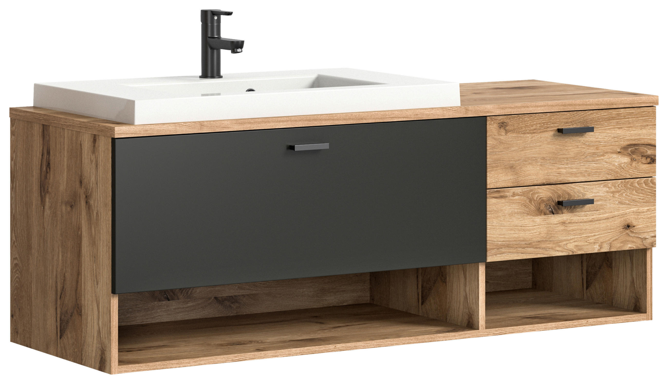 WASCHTISCHKOMBI 140 cm  - Eichefarben/Weiß, MODERN, Holzwerkstoff/Kunststoff (140cm) - MID.YOU