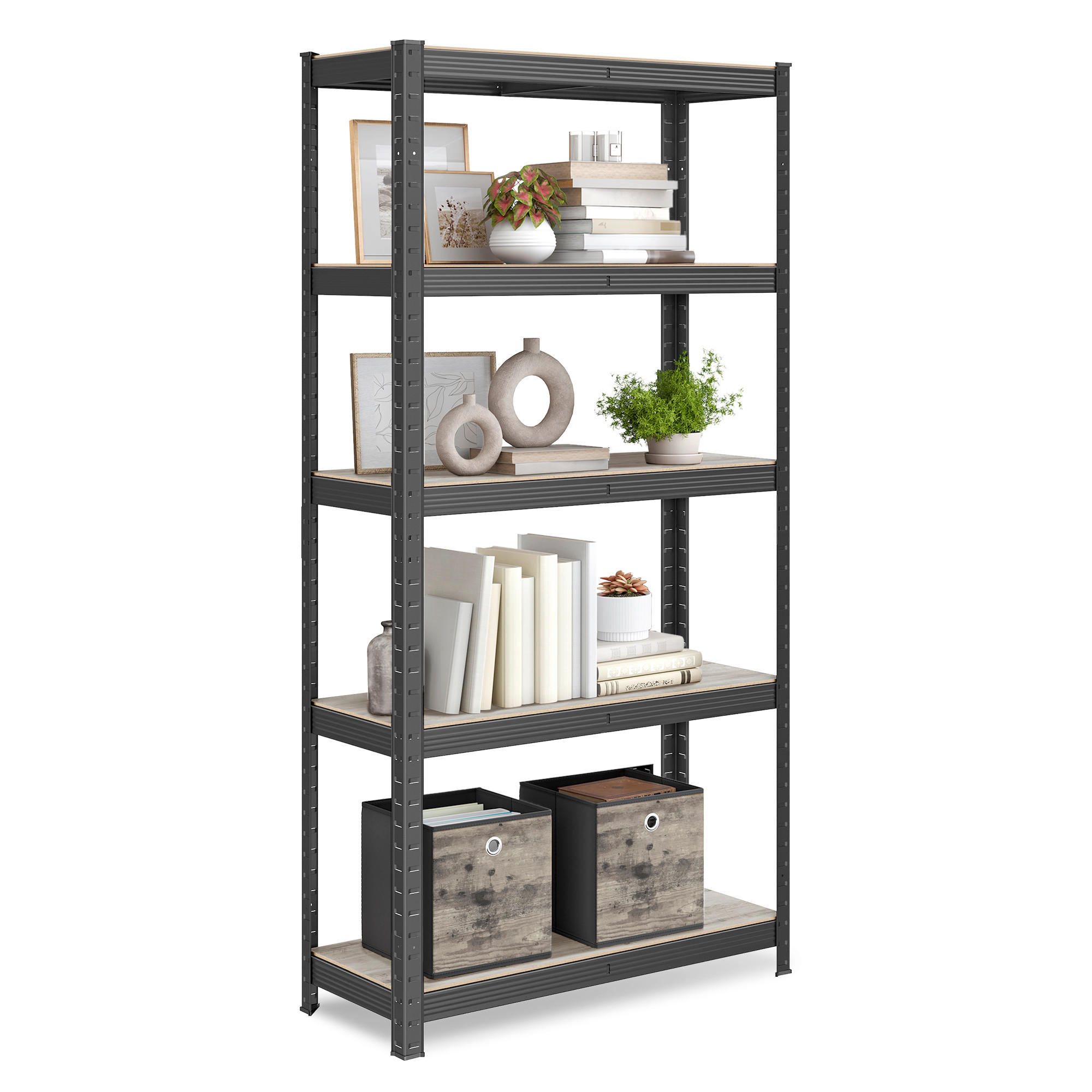 SCHWERLASTREGAL 75/150/30 cm  - Schwarz/Braun, Basics, Holzwerkstoff/Metall (75/150/30cm)