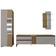 WOHNWAND in Greige, Wildeiche 277/200/45 cm - Wildeiche/Greige, Design, Glas/Holz (277/200/45cm) - Moderano