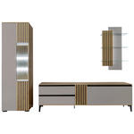 WOHNWAND  in Greige, Wildeiche  277/200/45 cm  - Wildeiche/Greige, Design, Glas/Holz (277/200/45cm) - Moderano