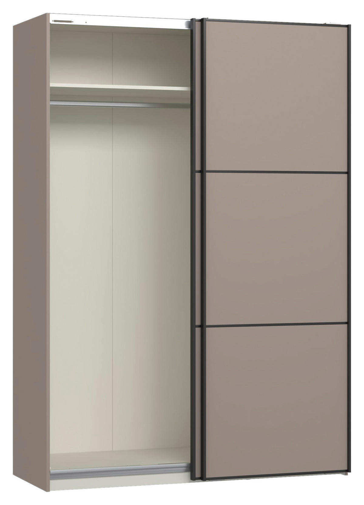 SCHWEBETÜRENSCHRANK 152/220/65 cm 2-türig Hellbraun  - Hellbraun/Schwarz, Design, Holzwerkstoff/Metall (152/220/65cm) - Jutzler