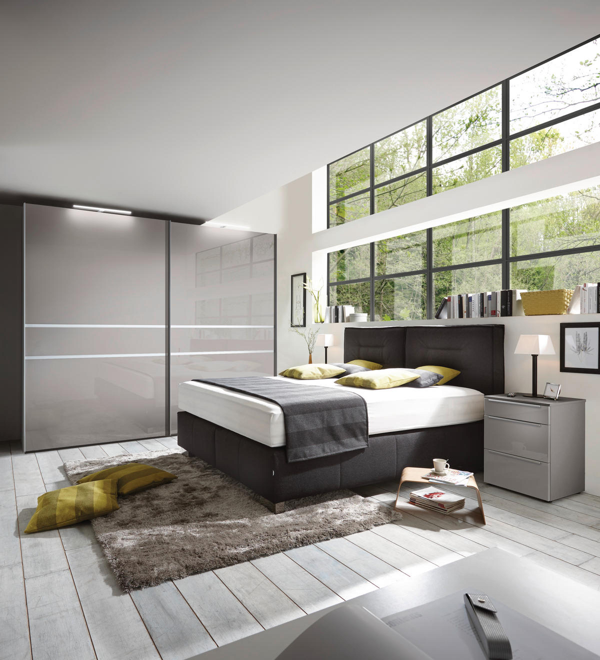BOXSPRING KREVET 180/200 cm     crna  - crna/boje aluminija, Design, tekstil/metal (180/200cm) - Dieter Knoll