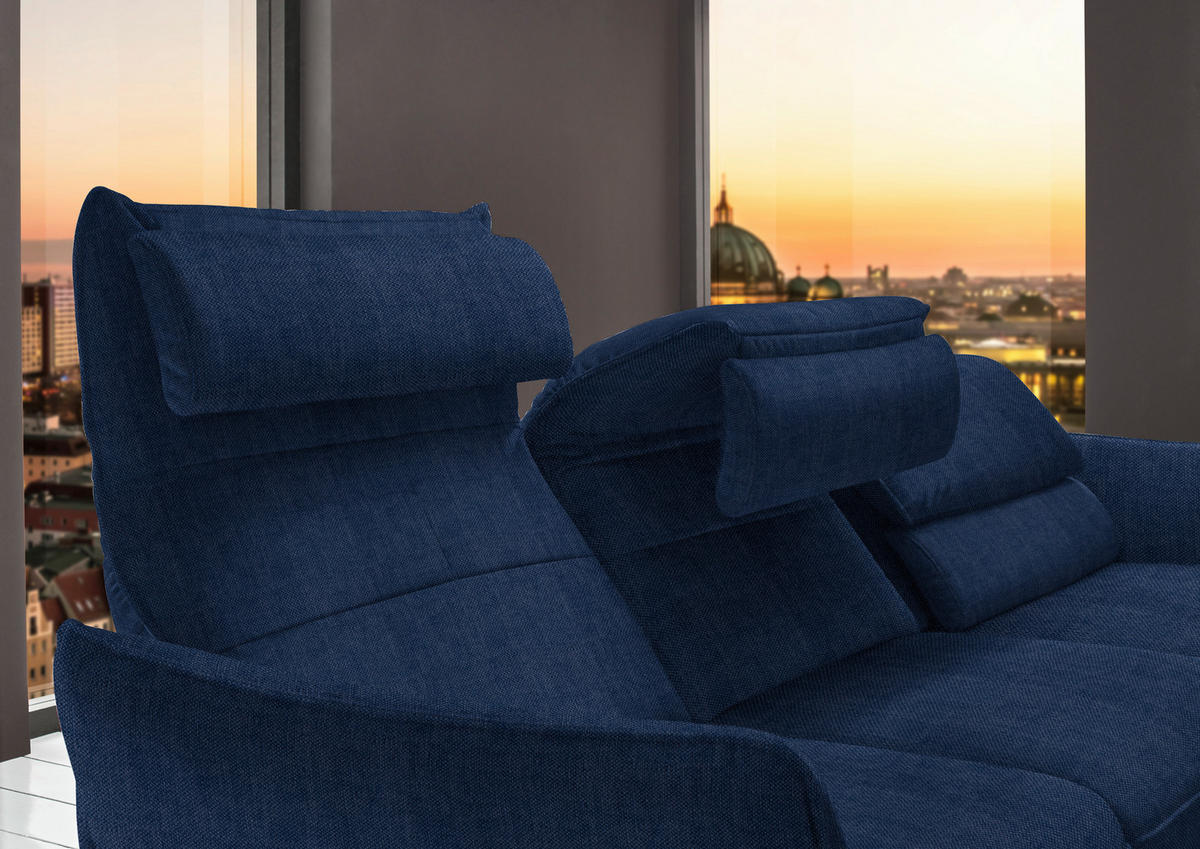 ECKSOFA Velours Royalblau  - Royalblau/Schwarz, Design, Textil/Metall (283/153cm) - Valdera