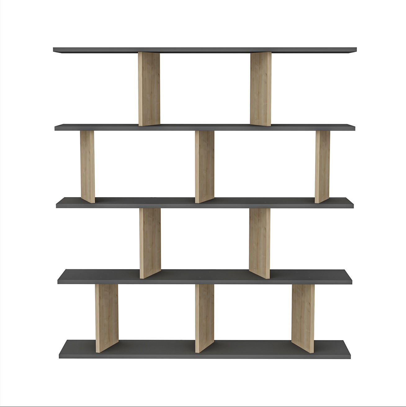 Livetastic REGÁL, čierna, farba duba, 130/137/25 cm