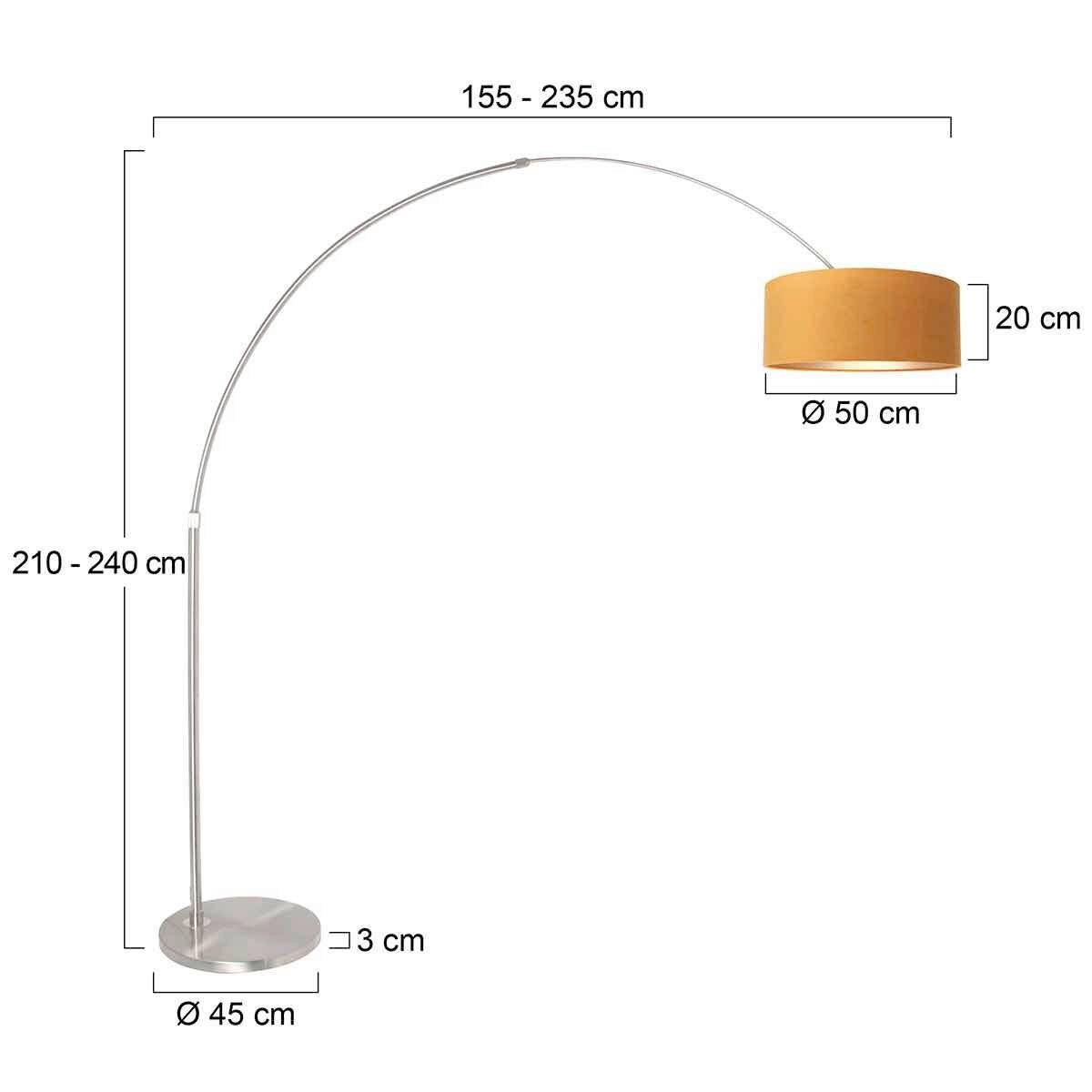 STEHLEUCHTE SPARKLED LIGHT 50/240/230 cm  - Edelstahlfarben/Goldfarben, Trend, Leder/Metall (50/240/230cm)