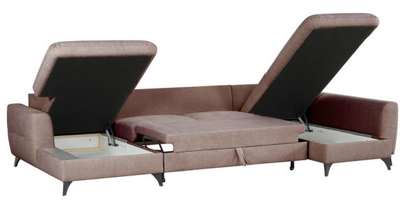 WOHNLANDSCHAFT Rosa Chenille  - Schwarz/Rosa, KONVENTIONELL, Textil/Metall (160/340/188cm) - Xora