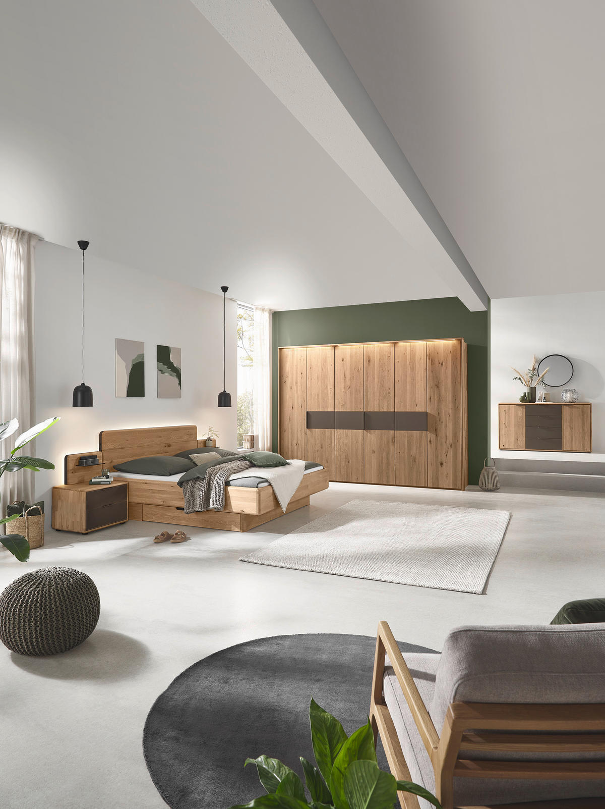 BETT 180/200 cm,  in Bronzefarben, Wildeiche, Befestigungsmaterial, Bettschubladen,  - Wildeiche/Schwarz, Natur, Holz (180/200cm) - Valnatura