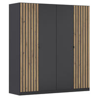 DREHTÜRENSCHRANK  in Grau, Eiche Artisan  - Eiche Artisan/Grau, MODERN, Holzwerkstoff/Metall (181/197/54cm) - Rauch Möbel