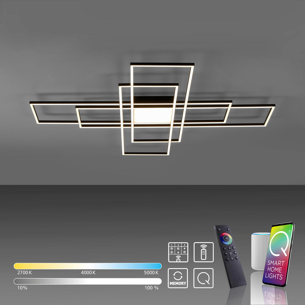 LED-DECKENLEUCHTE 110/110/6 cm    - Design, Kunststoff/Metall (110/110/6cm)