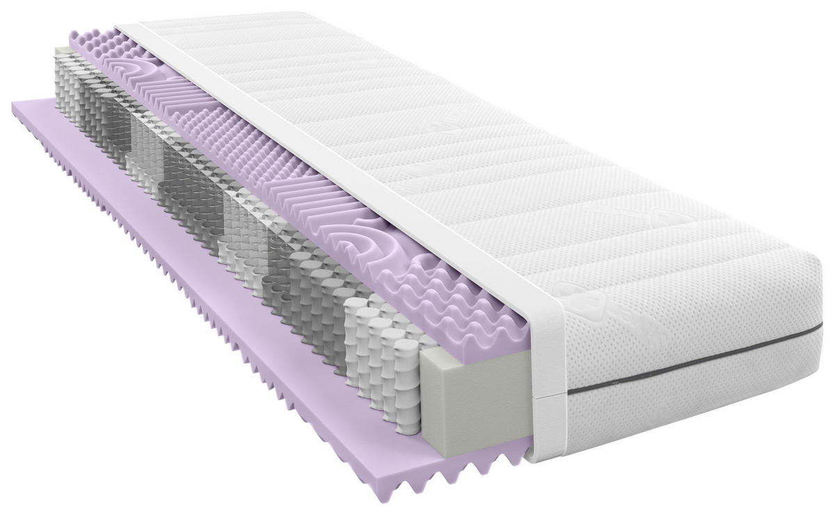 TASCHENFEDERKERNMATRATZE 80/200 cm Höhe ca. 25 cm 7 -Zonen - Weiß, Basics, Textil (80/200cm) - Sleeptex