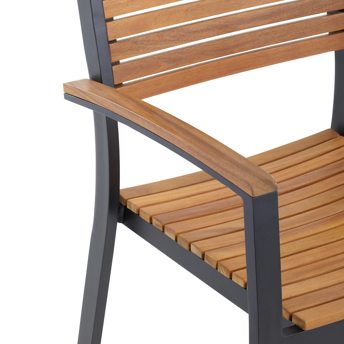 GARTENSESSEL Akazie Aluminium Schwarz, Teakfarben  - Schwarz/Teakfarben, MODERN, Holz/Metall (59,5/88/58cm) - Ambia Garden