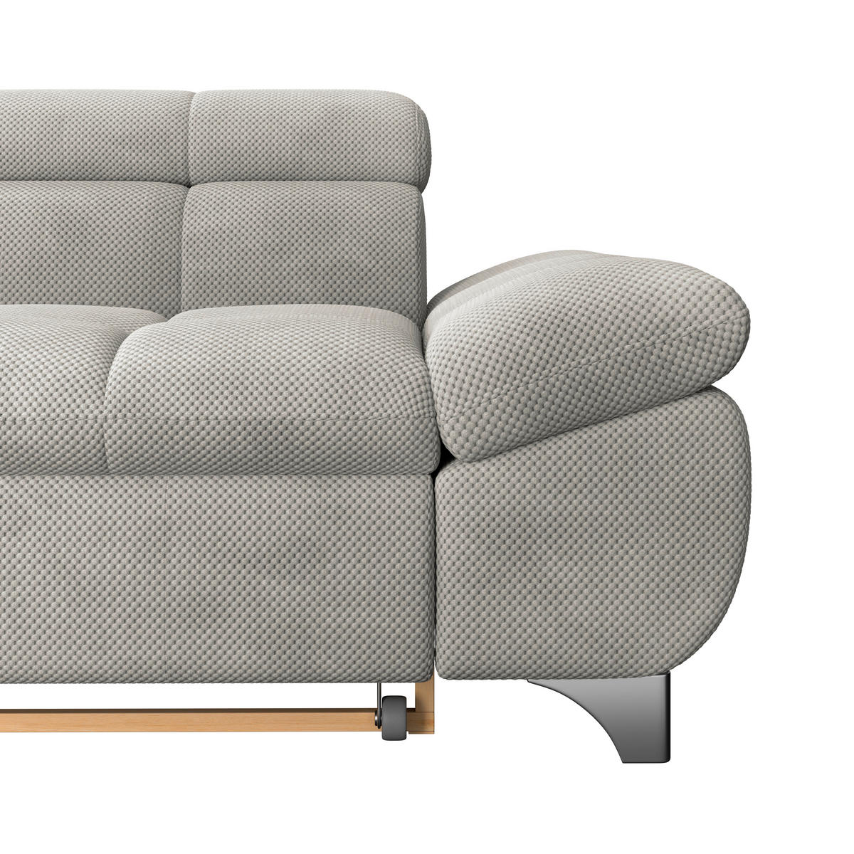 ECKSOFA Taupe Chenille  - Taupe/Chromfarben, KONVENTIONELL, Textil/Metall (234/312cm) - Livetastic