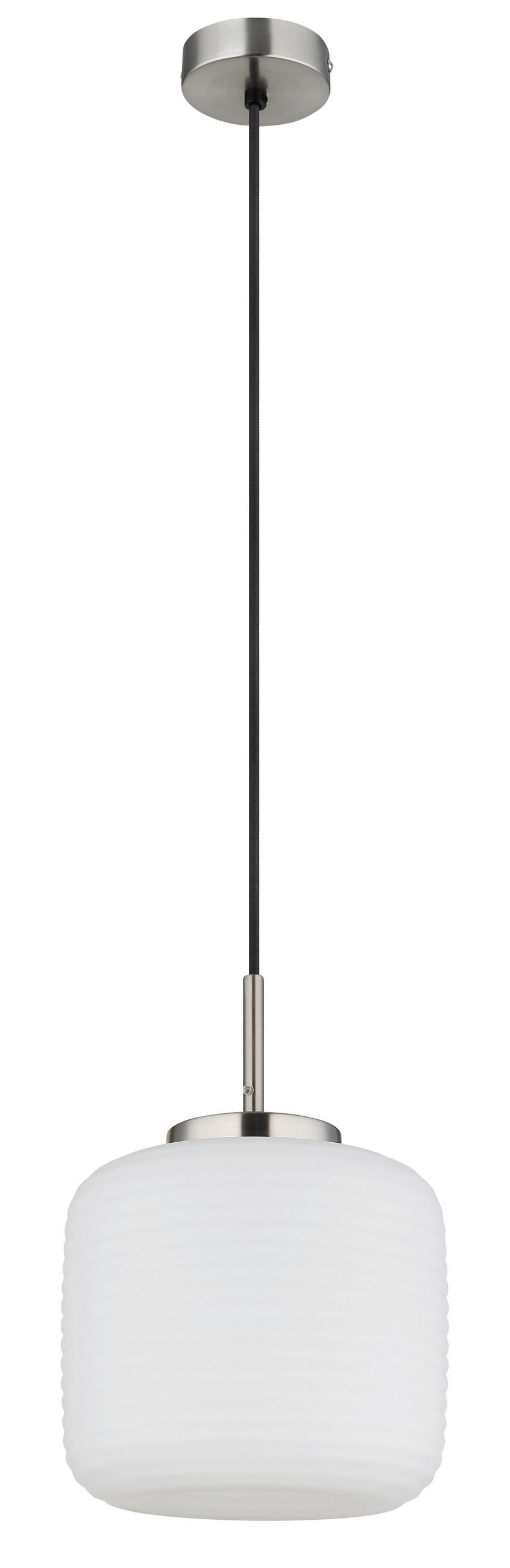 HÄNGELEUCHTE 24/130 cm  - Schwarz/Weiß, KONVENTIONELL, Glas/Textil (24/130cm) - Globo