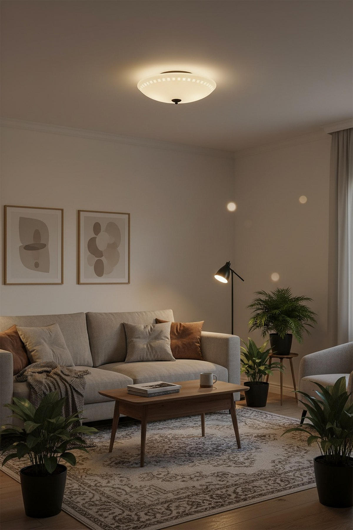 TAKLAMPA Ray  - vit, Basics, glas/plast (36/10/36cm) - Markslöjd