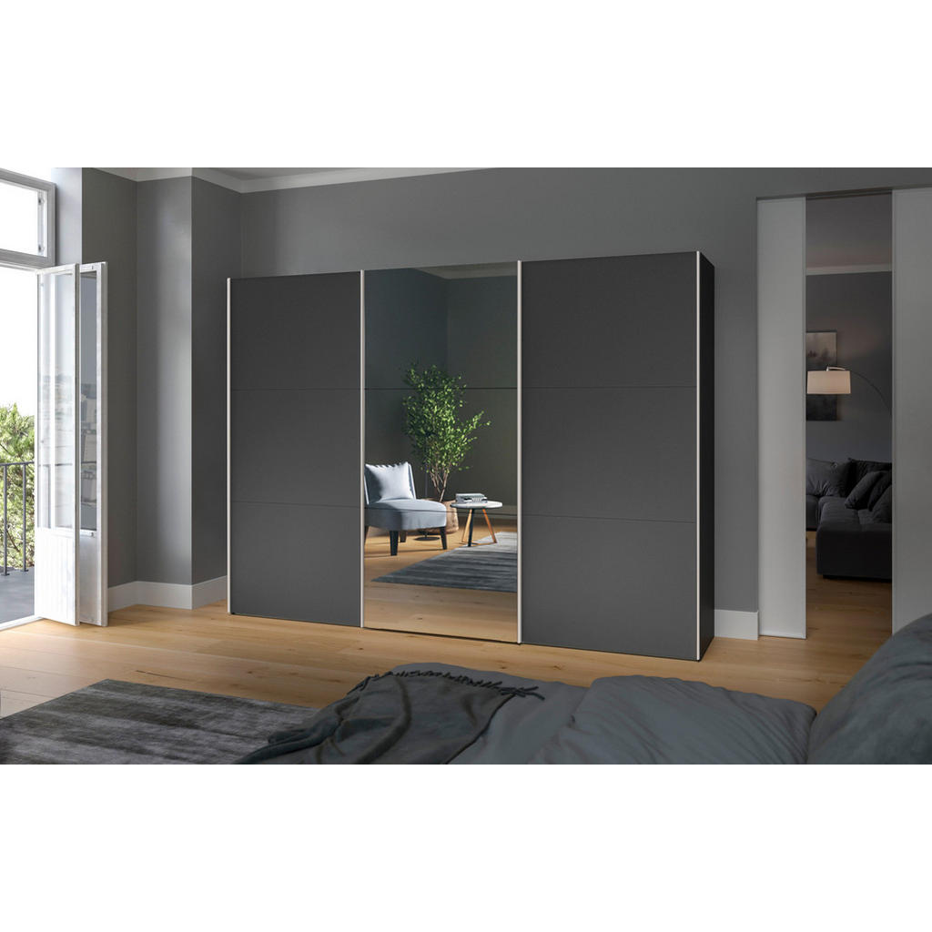 Thumbnail - Boxxx Schwebetürenschrank, Anthrazit, Schwarz, Holzwerkstoff, 3 Fächer, 303x215x65 cm, erweiterbar, Beimöbel erhältlich,...