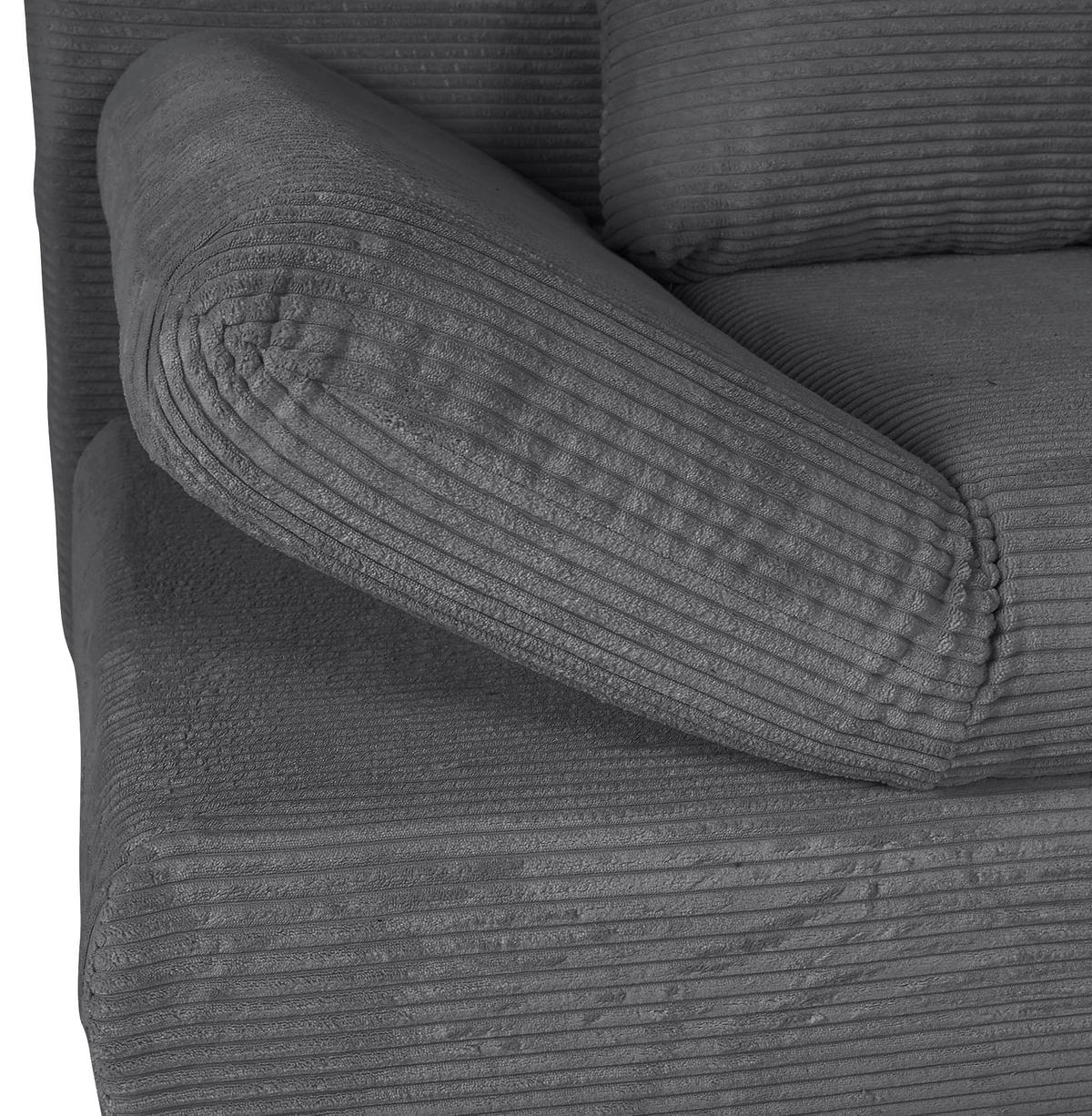 SCHLAFSOFA  mit Rücken echt, Liegefunktion Cord Dunkelgrau  - Dunkelgrau/Naturfarben, KONVENTIONELL, Holz/Textil (200/75/92cm) - home24
