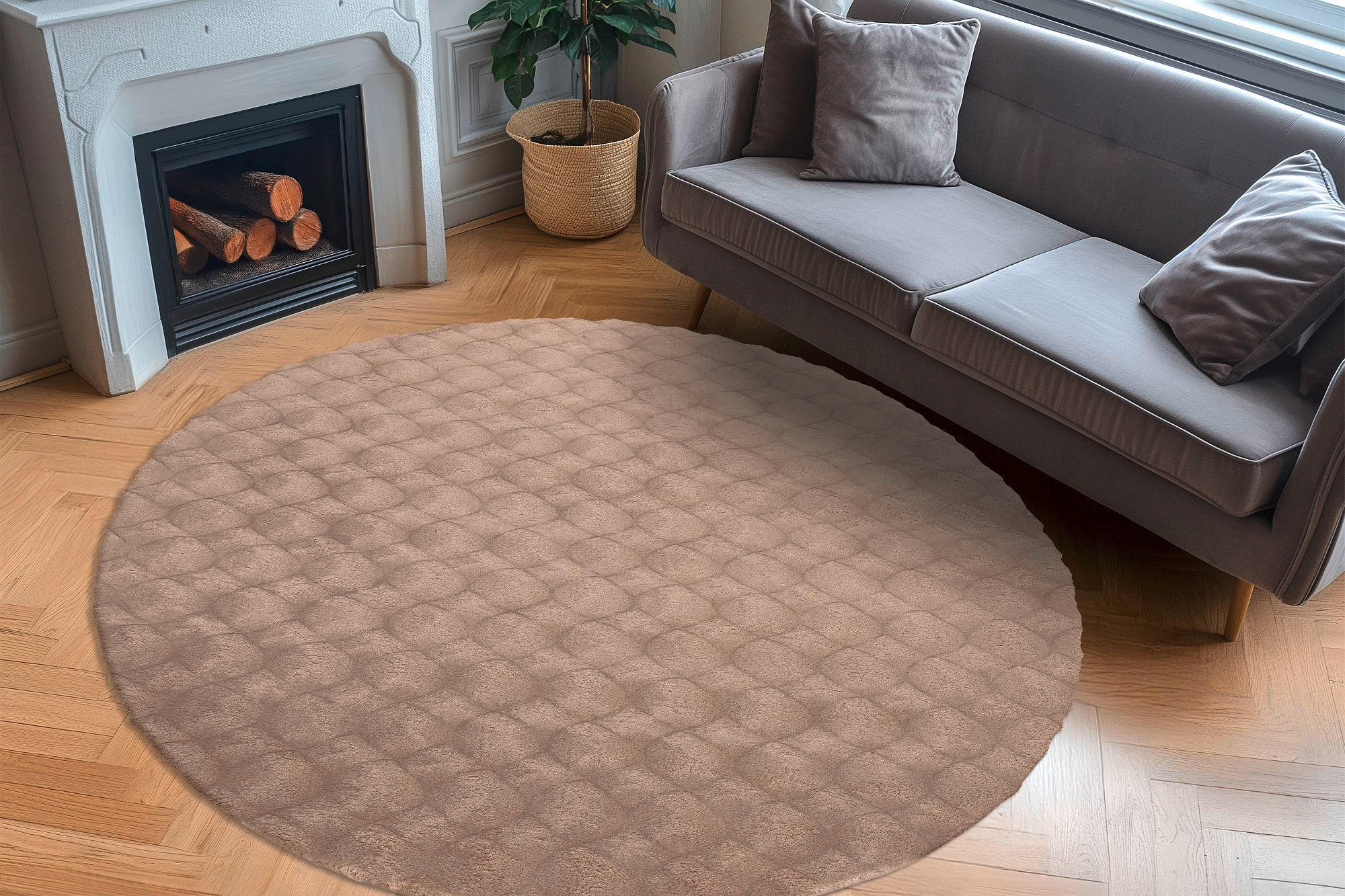 HOCHFLORTEPPICH 120/120 cm My Diamond Taupe  - Taupe, Design, Textil (120/120cm) - Obsession
