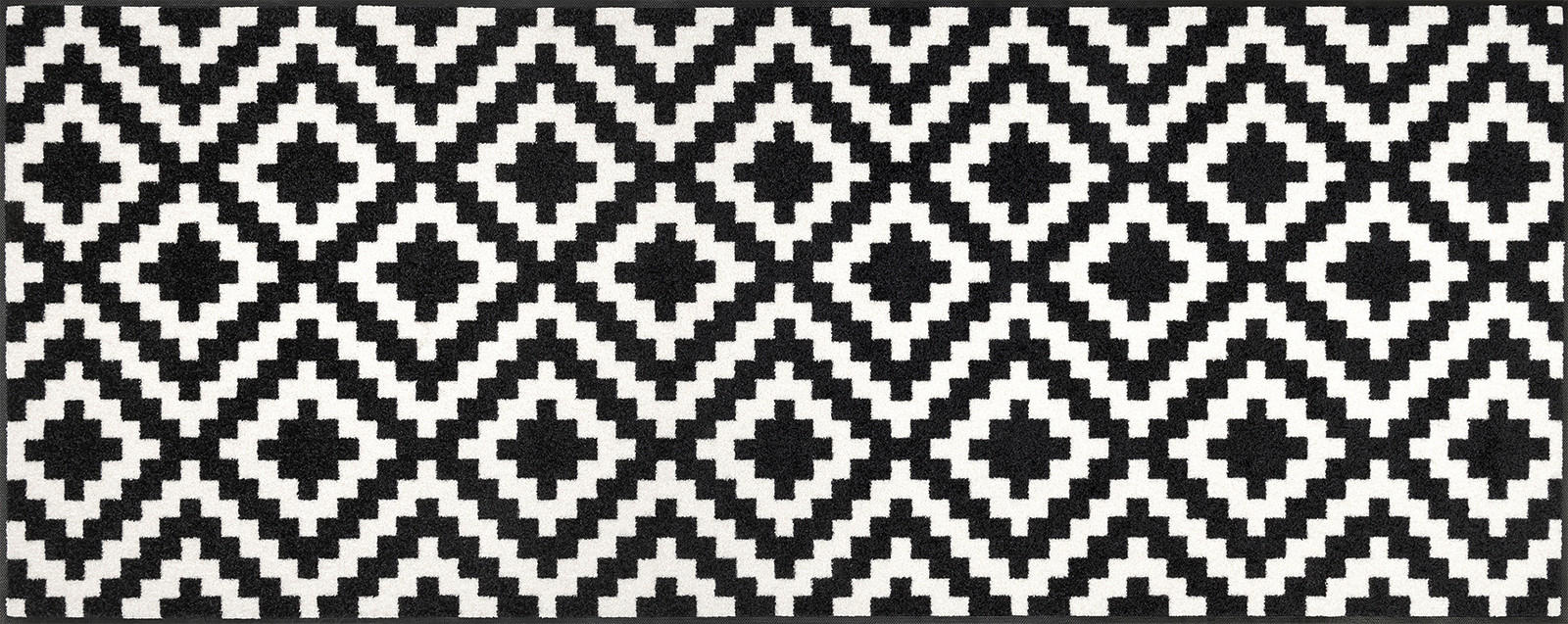 LÄUFER 75/190 cm Kalmar  - Schwarz/Weiß, KONVENTIONELL, Kunststoff/Textil (75/190cm) - wash+dry