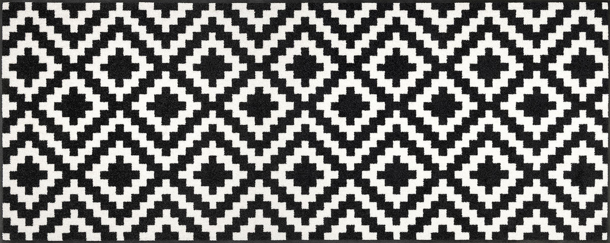 LÄUFER 75/190 cm Kalmar  - Schwarz/Weiß, KONVENTIONELL, Kunststoff/Textil (75/190cm) - wash+dry