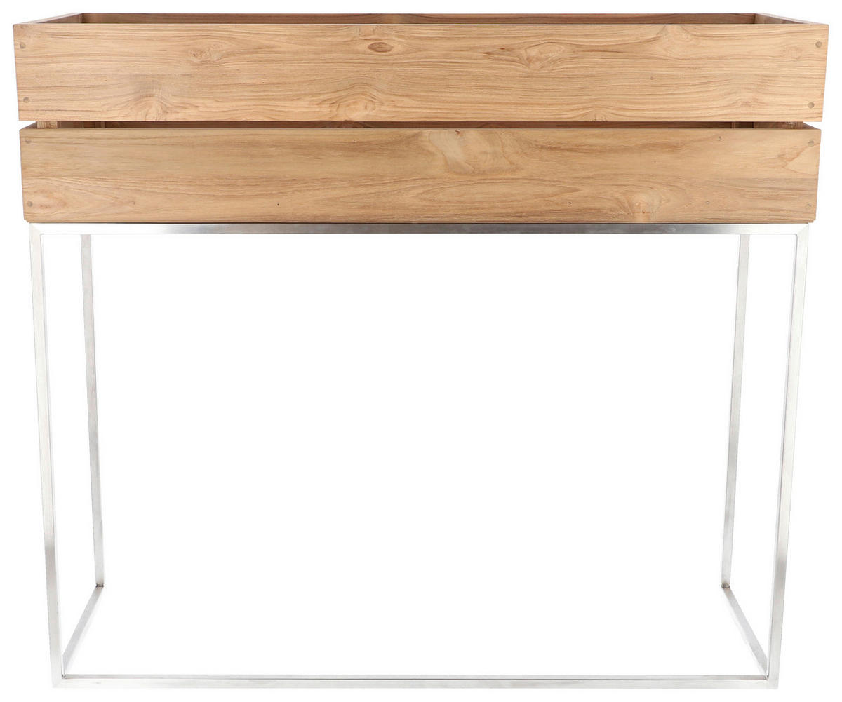 HOCHBEET Mini garden  - Edelstahlfarben/Teakfarben, MODERN, Holz/Metall (100/90/34cm) - Jan Kurtz