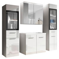 BADEZIMMER 5-teilig  in 120 cm  - Weiß Hochglanz/Weiß, Basics, Glas/Holzwerkstoff (120cm) - P & B