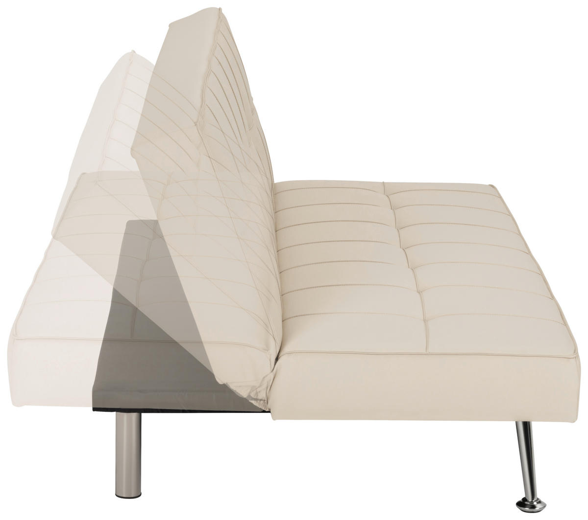 SCHLAFSOFA Lederlook Creme  - Silberfarben/Creme, Basics, Textil/Metall (179/74/91cm) - P & B