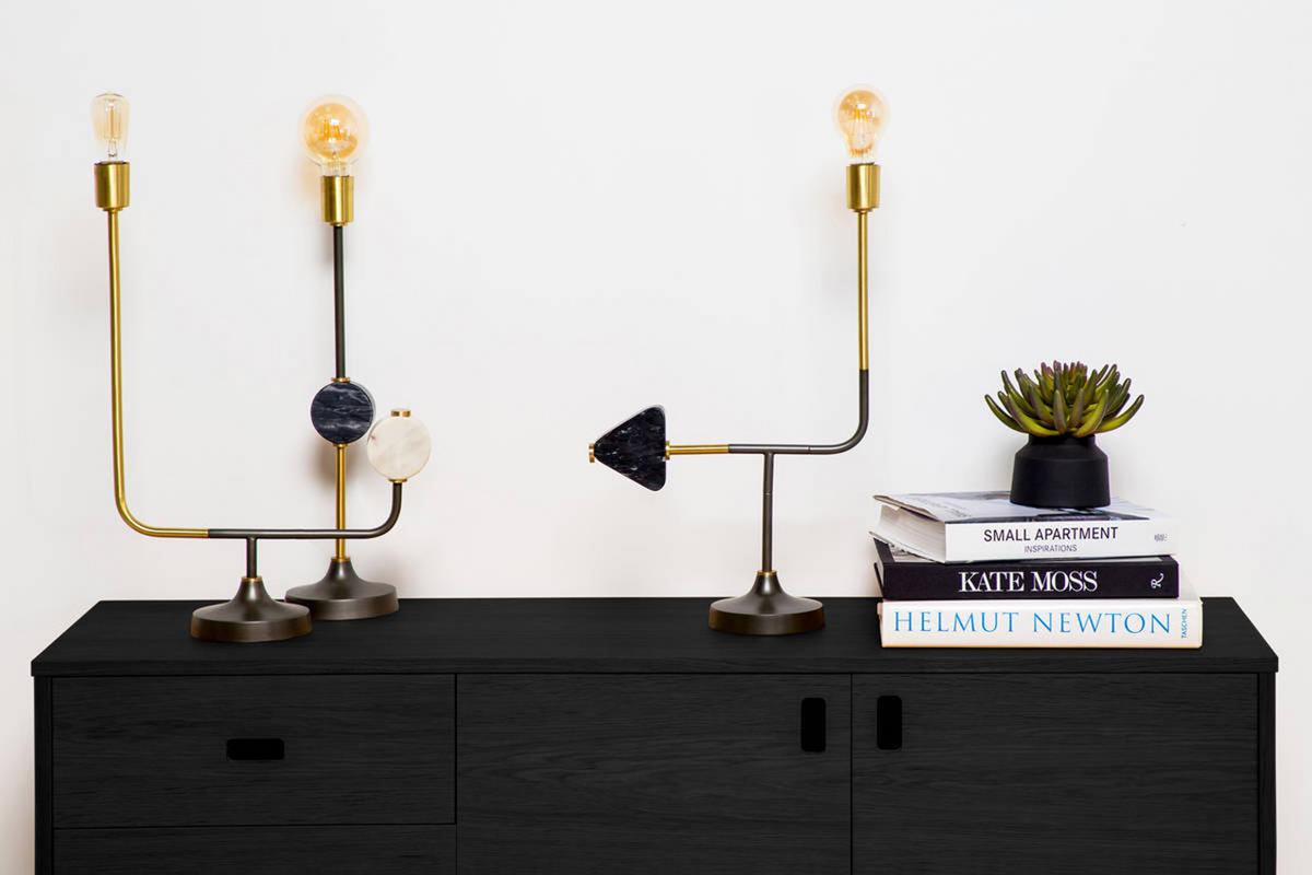 STOLNÍ LAMPA, E27, 115/15/58 cm - černá/barvy zlata, Trend, kov (115/15/58cm) - P & B