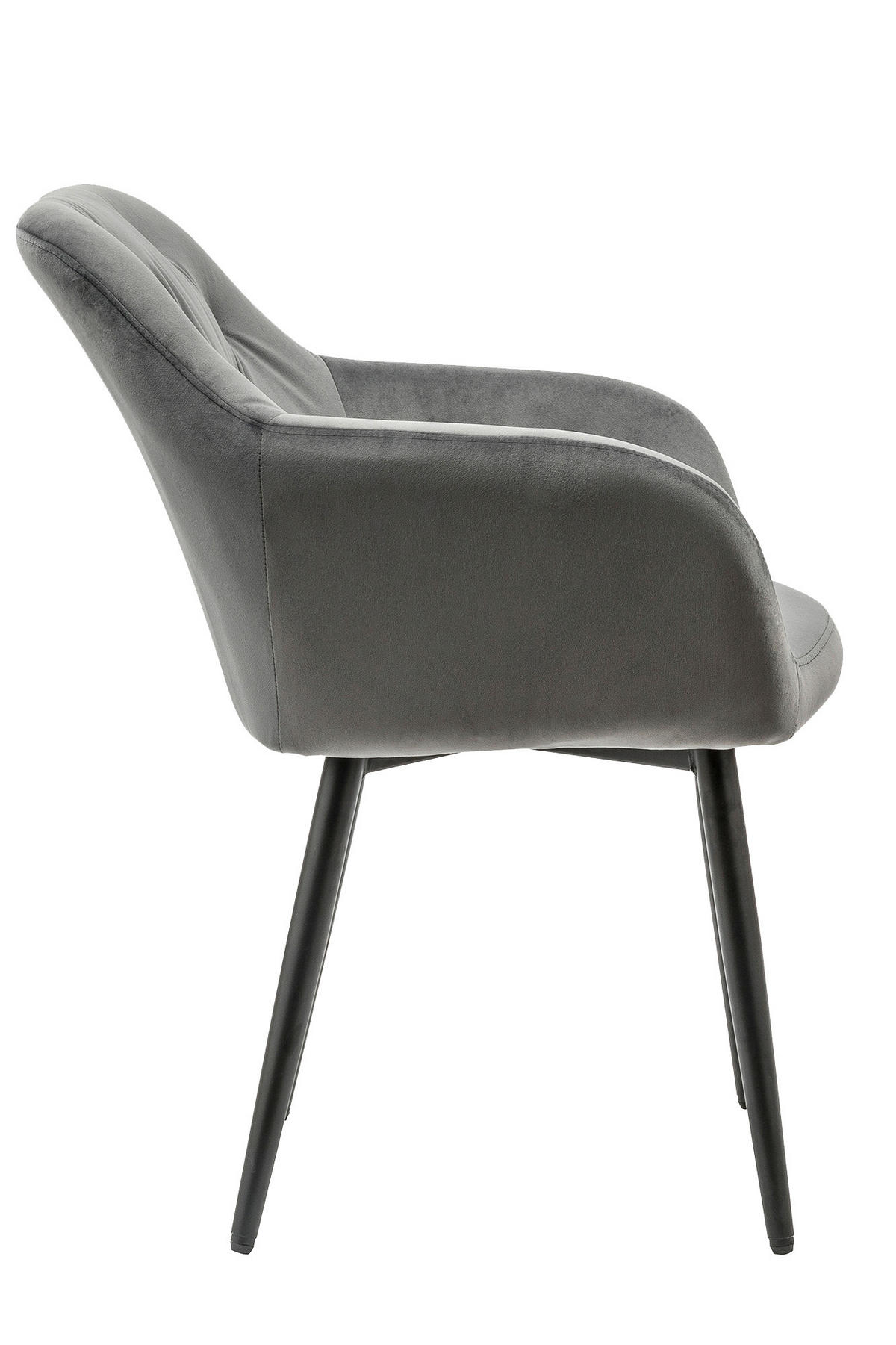 ARMLEHNSTUHL  in Samt  - Schwarz/Grau, MODERN, Textil/Metall (61/85/45cm) - Livetastic