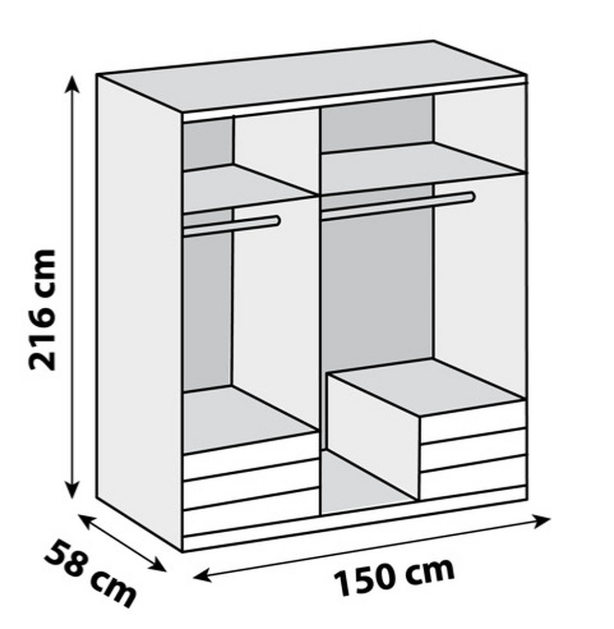 DREHTÜRENSCHRANK in Silberfarben, Weiss, Eichefarben  - Chromfarben/Weiss, Modern, Glas/Holzwerkstoff (150/216/58cm) - MID.YOU