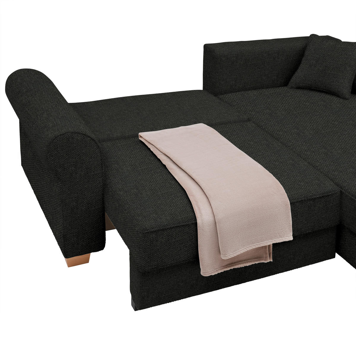 HÖRNSOFFA i svart  - svart, Modern, trämaterial/trä (255/185cm) - MID.YOU