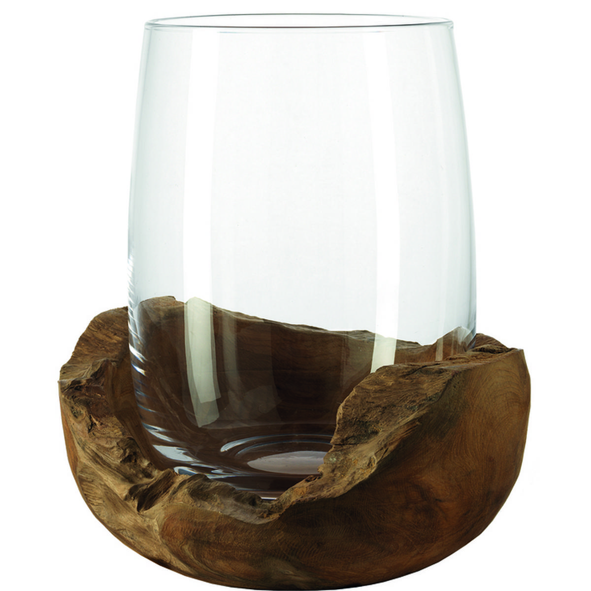 WINDLICHT Braun, Klar 23/27 cm  - Klar/Braun, Basics, Glas/Holz (23/27cm) - Leonardo