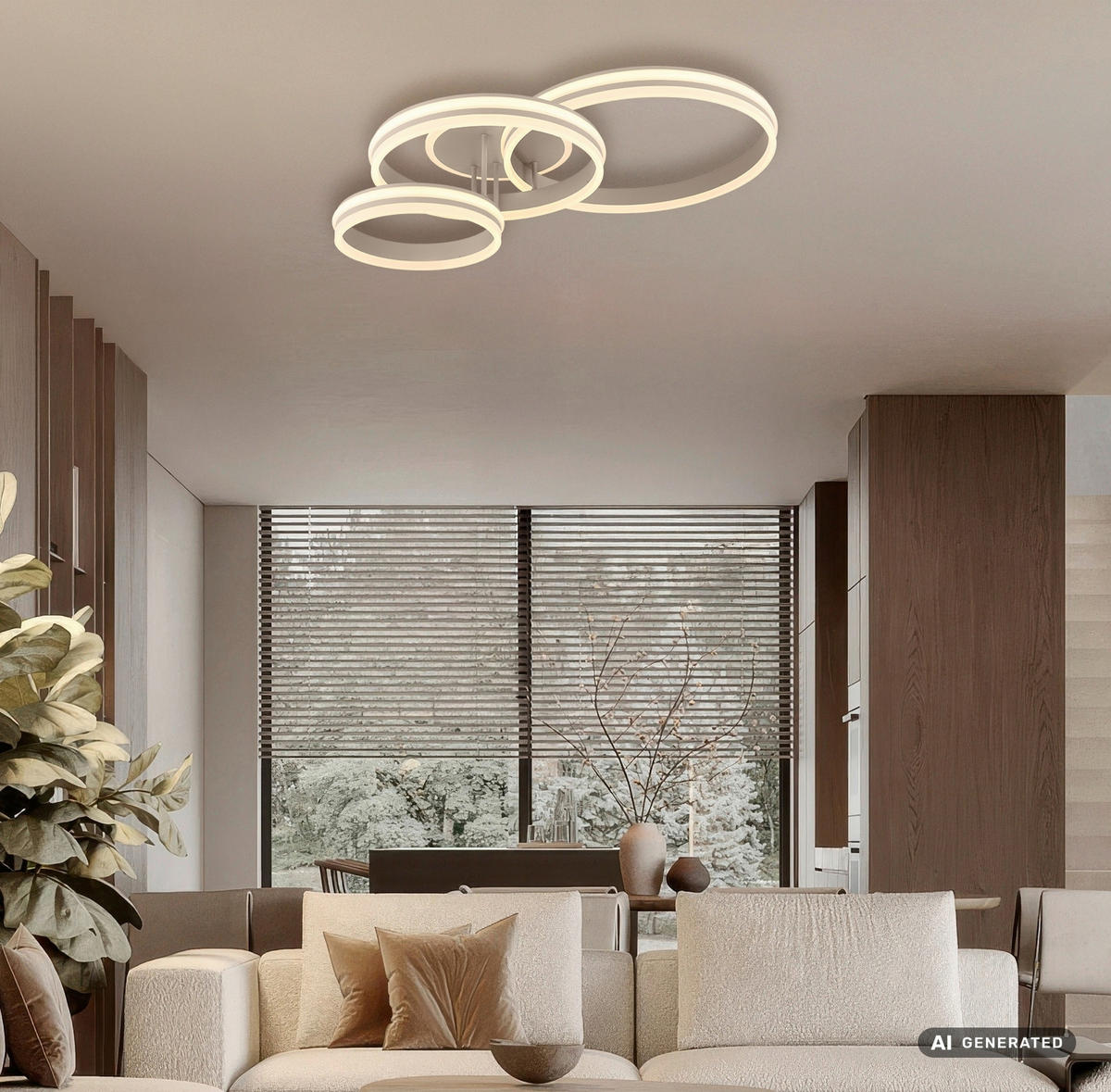 LED-DECKENLEUCHTE Rubio 79,5/50/22 cm  - Sandfarben/Opal, Design, Kunststoff/Metall (79,5/50/22cm) - Globo